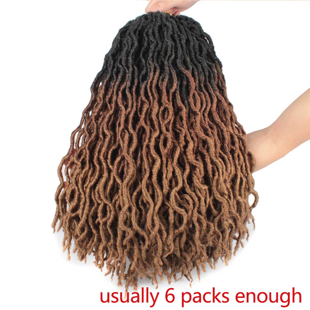 20 Inch Pre-Looped Goddess Faux Locs Wavy crochet braids ombre Gypsy dreadlocks curly braiding hair