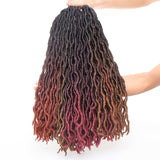 20 Inch Pre-Looped Goddess Faux Locs Wavy crochet braids ombre Gypsy dreadlocks curly braiding hair